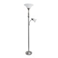 Lalia Home Torchiere Floor Lamp with Reading Light and Marble Glass Shades, Brushed Nickel LHF-3003-BN